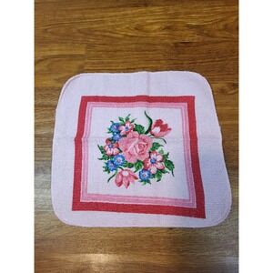 Vintage Cannon MCM Pink Floral Rose Face Cloth